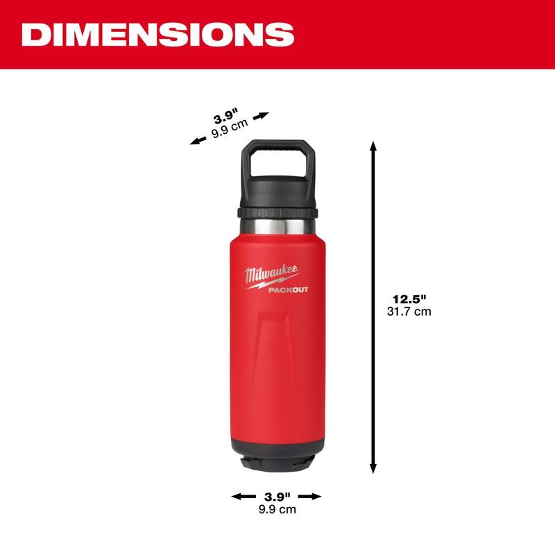 Milwaukee 48-22-8397R PACKOUT 36oz Insulated Bottle with Chug Lid - Red