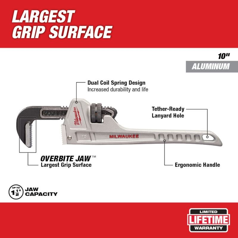 Milwaukee 48-22-7210 10in Aluminum Pipe Wrench