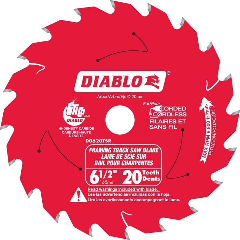 Diablo D0620TSR 6-1/2in  20-Teeth Track Saw Blade for Framing