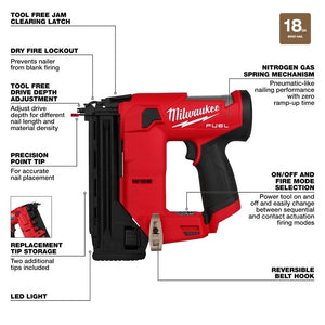 Milwaukee 2541-20 M12 FUEL 18 Gauge Compact Brad Nailer