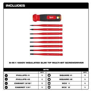 Milwaukee 48-22-2218 8-in-1 1000V Insulated Slim Tip Multi-Bit Screwdriver