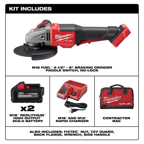 Milwaukee 2980-22 4-1/2in - 6in Braking Grinder Kit, Paddle Switch No-Lock