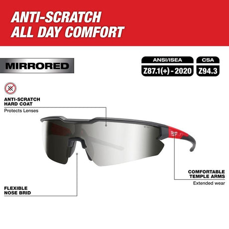 Milwaukee 48-73-2019 Safety Glasses - Mirrored Anti-Scratch Lenses