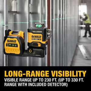 DEWALT DCLE34033D1 20V MAX XR 3 x 360 High Precision Green Laser