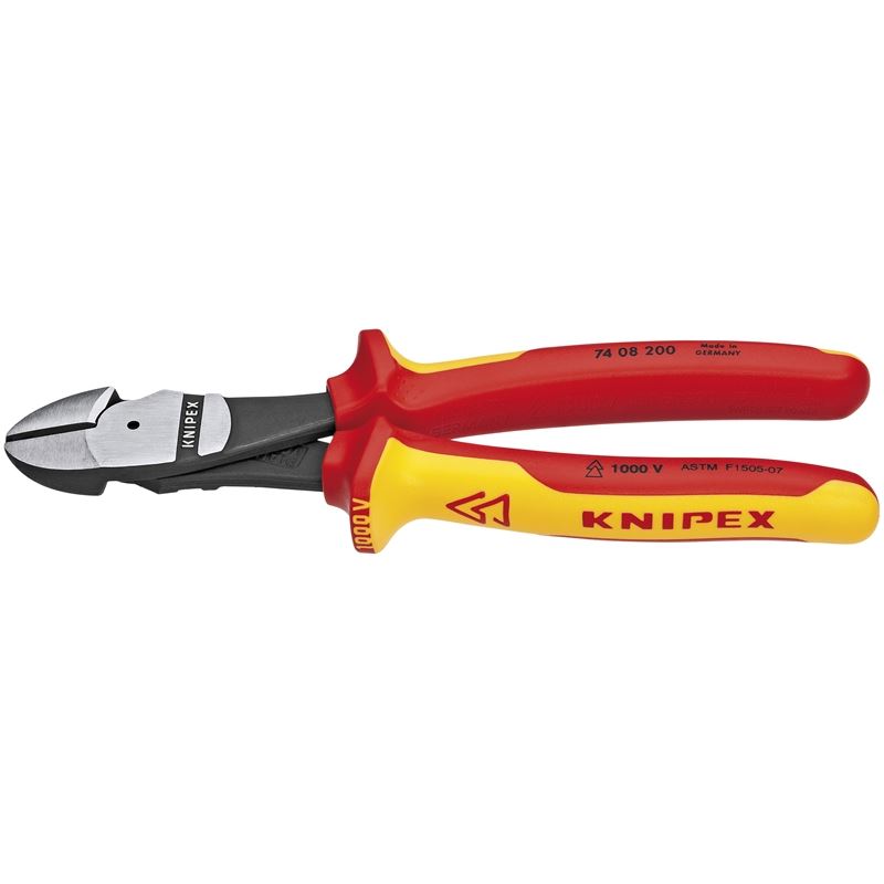 KNIPEX 74 08 200 SBA 8in High Leverage Diagonal Cutters-1000V Insulated