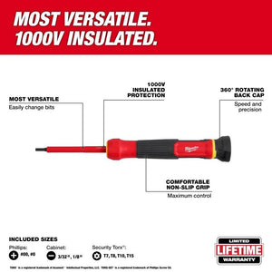 Milwaukee 48-22-2217 8-in-1 1000V Insulated Precision Multi-Bit Screwdriver