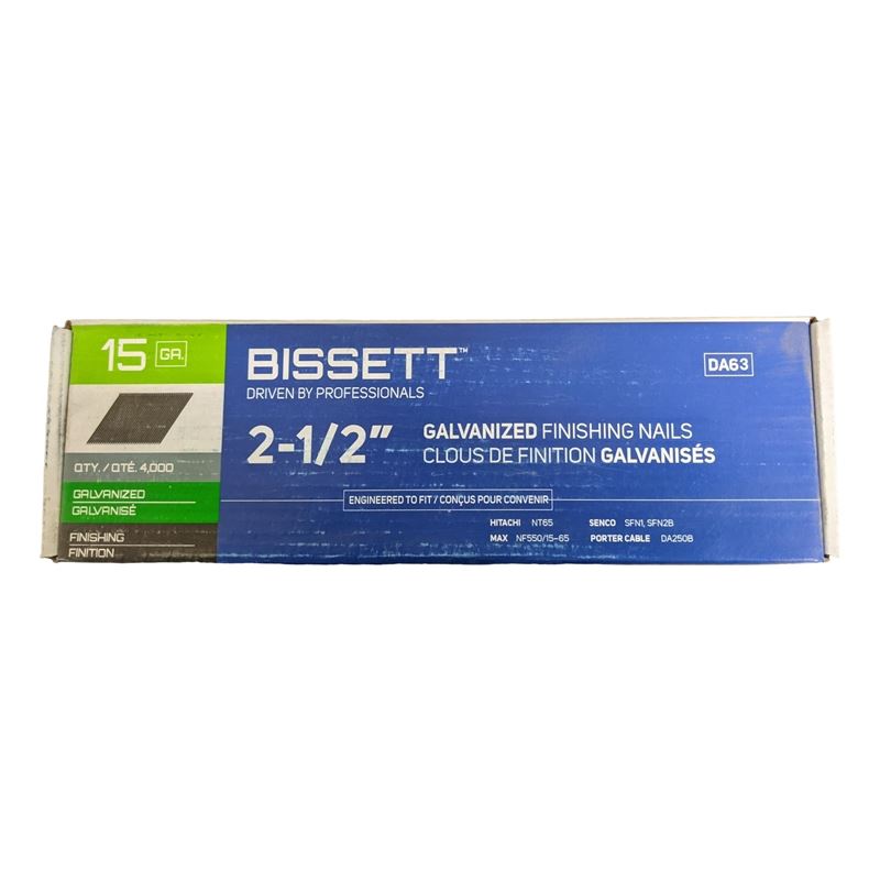 BISSETT 15GA Galvanized Angled Finishing Nails