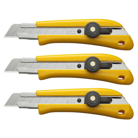 OLFA BN-L/CP3 18mm Heavy-Duty Ratchet Lock Snap-Off Utility Knife - 3 Pack