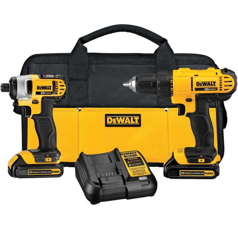 DEWALT DCK240C2 20V MAX Lithium Ion Drill Driver/Impact Driver Combo Kit(1.3 Ah)