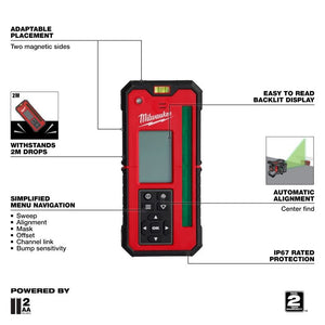 Milwaukee 3712 Green Rotary Laser Remote Control and Receiver