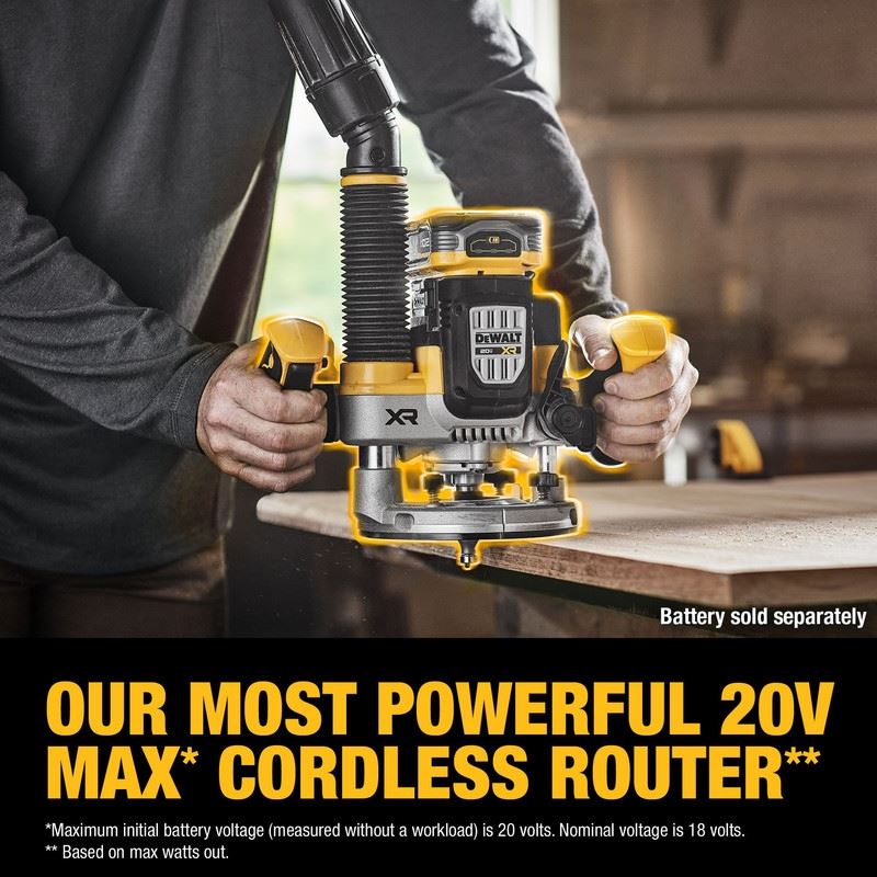 DEWALT DCW620B 20V MAX XR BRUSHLESS CORDLESS 2-1/4 PEAK HP PLUNGE ROUTER (TOOL ONLY)