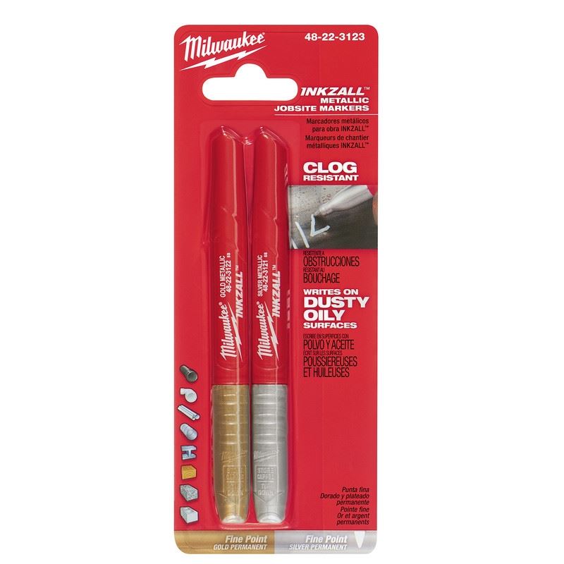 Milwaukee 48-22-3123 INKZALL Fine Point Metallic Marker - 2pk