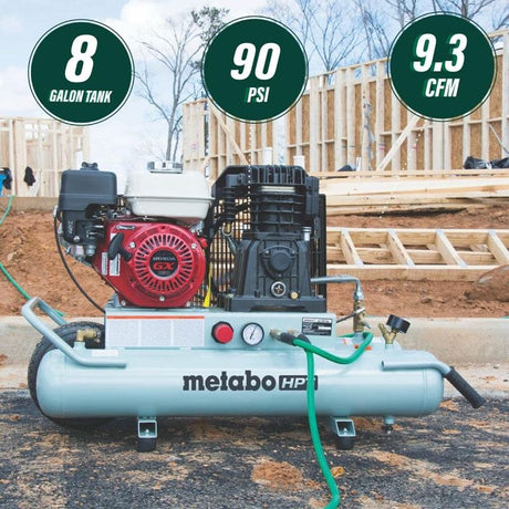 metabo HPT EC2610EM 8 Gallon Gas Powered Wheelbarrow Air Compressor