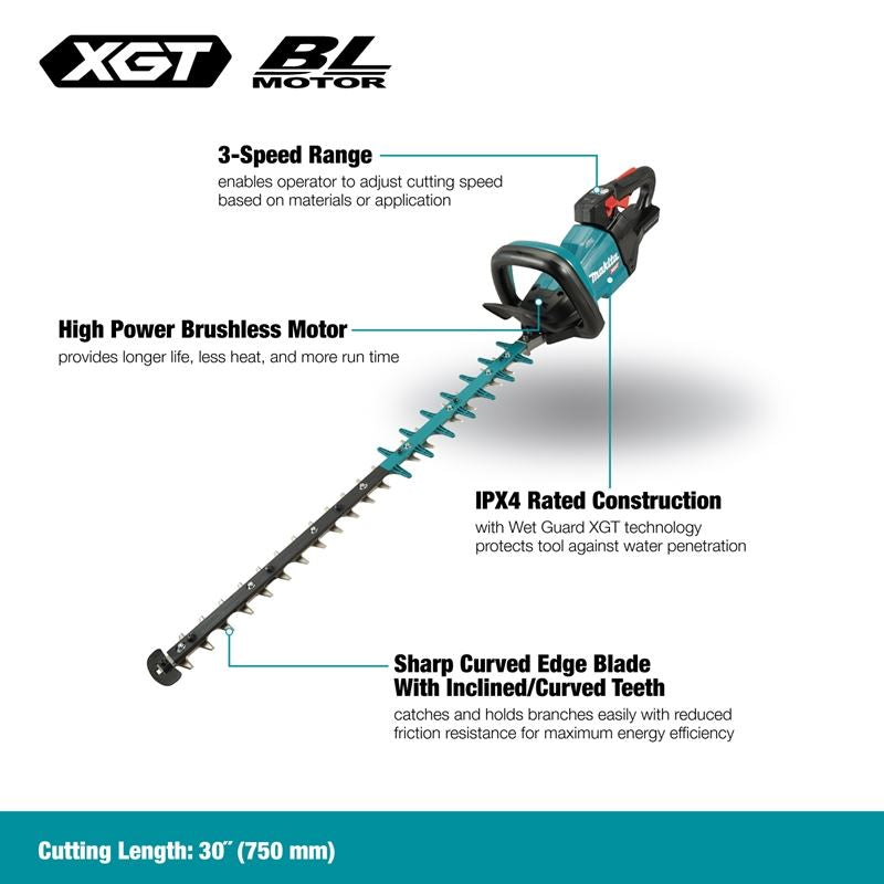 Makita UH005GZ 40Vmax XGT Brushless 29-1/2in Hedge Trimmer - Tool Only