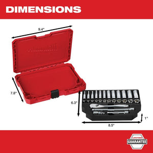 Milwaukee 48-22-9504 1/4in Drive 28pc Ratchet and Socket Set - Metric