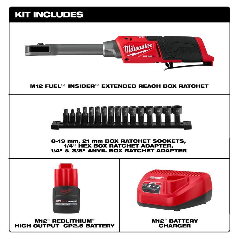 Milwaukee 3050-21 M12 FUEL INSIDER  Extended Reach Box Ratchet