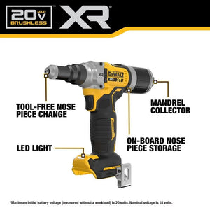 DEWALT DCF414GE2 20V MAX XR BRUSHLESS CORDLESS 1/4in RIVET TOOL KIT WITH DEWALT POWERSTACK