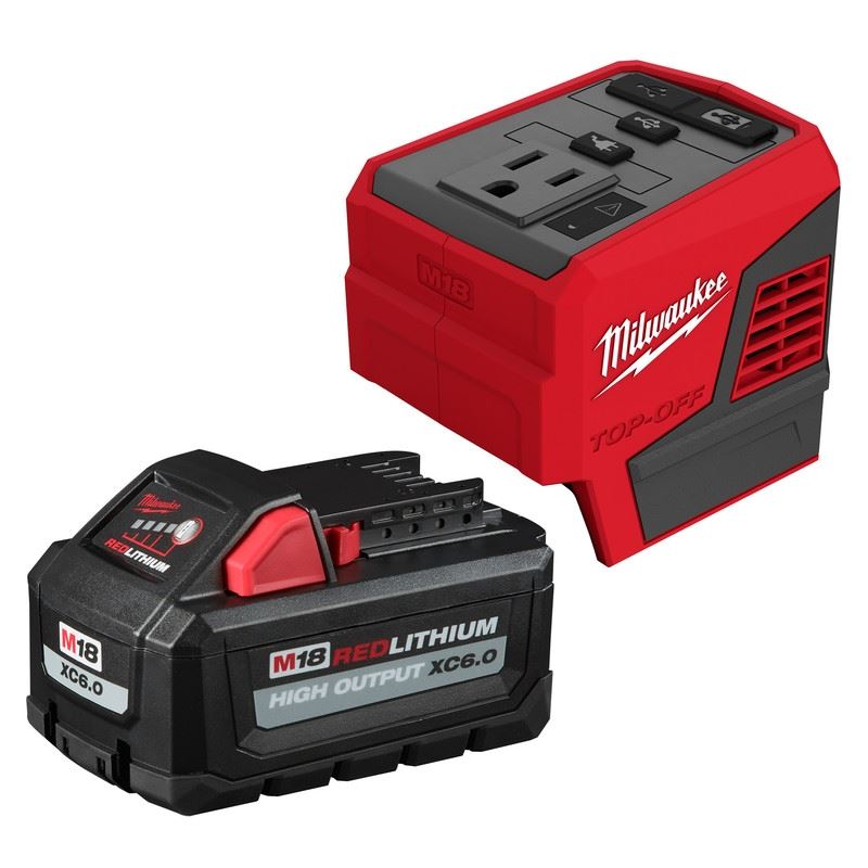 Milwaukee 2846-21HO M18 TOP-OFF 175W Power Supply and M18 REDLITHIUM HIGH OUTPUT XC6.0 Battery Pack