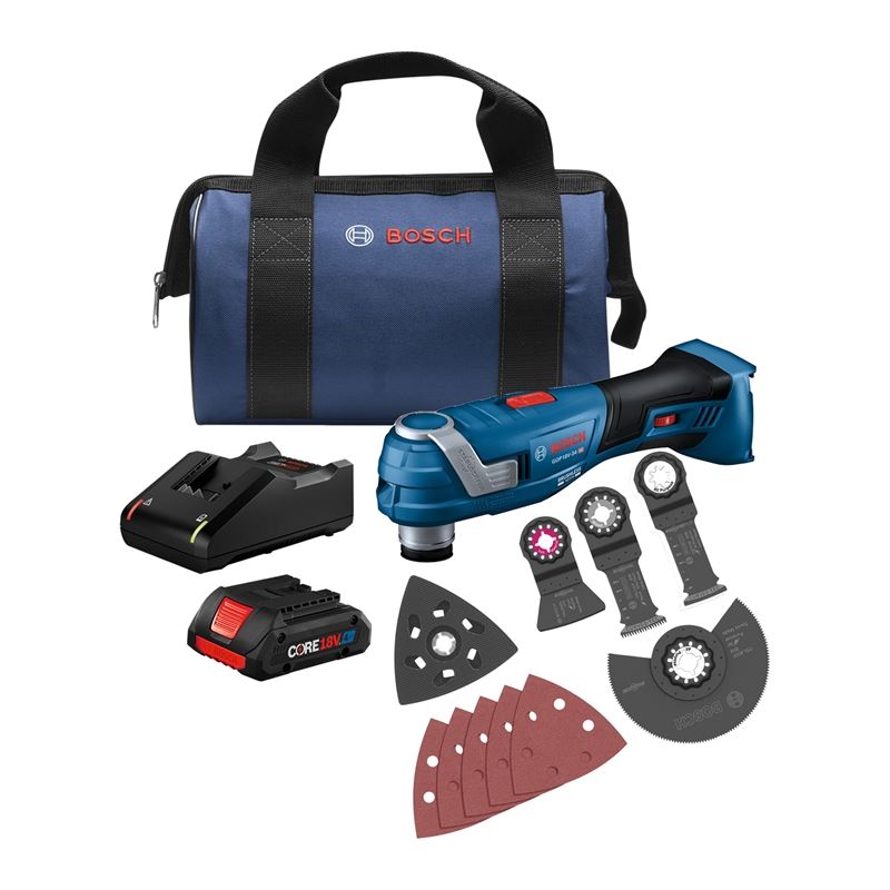 Bosch GOP18V-34B14 18V Brushless StarlockPlus Oscillating Multi-Tool Kit with (1) CORE18V 4 Ah Advanced Power Battery