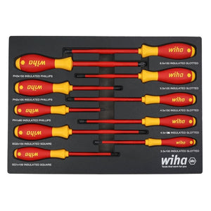 WIHA 32080 10 PIECE INSULATED SOFTFINISH CUSHION GRIP SCREWDRIVER TRAY SET