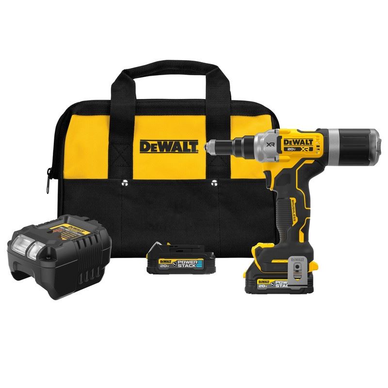 DEWALT DCF414GE2 20V MAX XR BRUSHLESS CORDLESS 1/4in RIVET TOOL KIT WITH DEWALT POWERSTACK