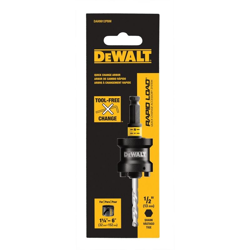 DEWALT DAH9912PBM RAPID LOAD Quick Change Hole Saw Arbor