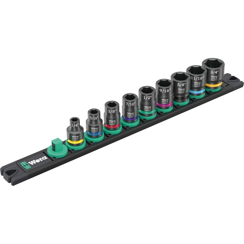 Wera 05005452001 9608 Magnetic rail B Impaktor Imperial 1, 9 pieces