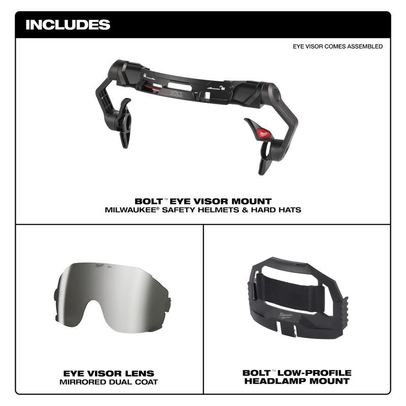 Milwaukee 48-73-1419 BOLT Eye Visor - Mirrored Dual Coat Lens (Compatible with Milwaukee BOLT Safety Helmets & BOLT Hard Hats)