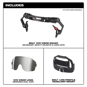 Milwaukee 48-73-1419 BOLT Eye Visor - Mirrored Dual Coat Lens (Compatible with Milwaukee BOLT Safety Helmets & BOLT Hard Hats)