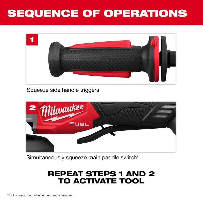 Milwaukee 2986-20 M18 FUEL 4-1/2 in / 5 in Dual-Trigger Braking Grinder