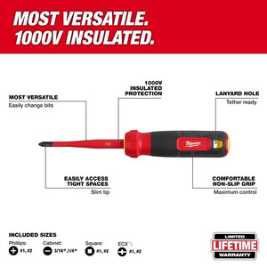 Milwaukee 48-22-2218 8-in-1 1000V Insulated Slim Tip Multi-Bit Screwdriver