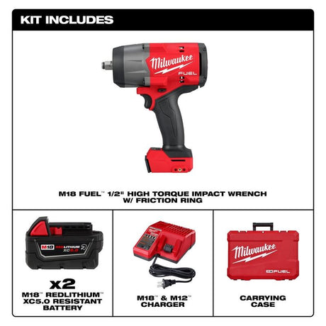 Milwaukee 2967-22 M18 FUEL 1/2in High Torque Impact wrench w/ Friction Ring Kit