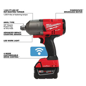 Milwaukee 2864-22R M18 FUEL w/ ONE-KEY High Torque Impact Wrench 3/4in Friction Ring Kit