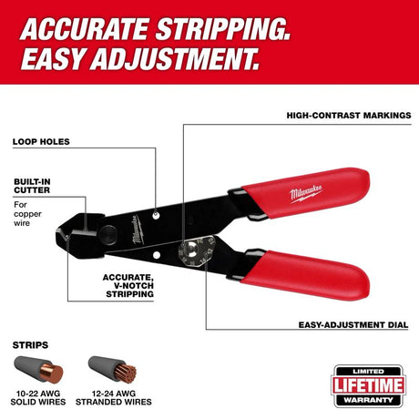 Milwaukee | 48-22-3040 10-24 AWG Adjustable Compact Wire Stripper & Cutter