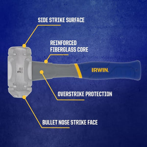 IRWIN IWHT56601 3 lb Polished Face Steel Head Rubber Sledge Hammer