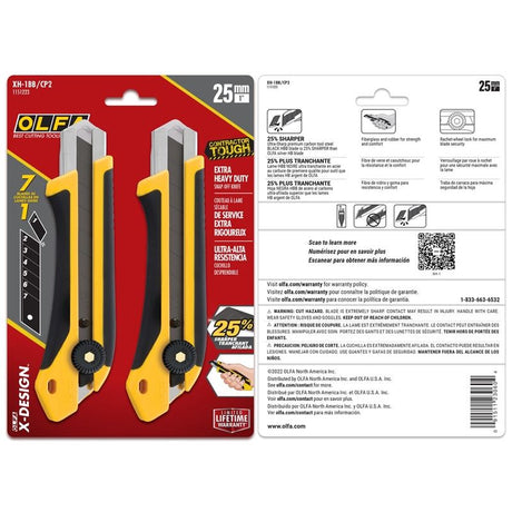 OLFA XH-1 25mm Fiberglass-Reinforced Ratchet-Lock Utility Knife - 2 Pack