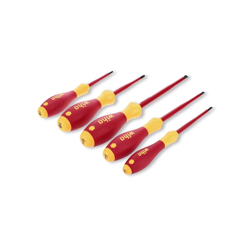 WIHA 32059 5 PIECE INSULATED SOFTFINISH SLOTTED/PHILLIPS/SQUARE SCREWDRIVER SET