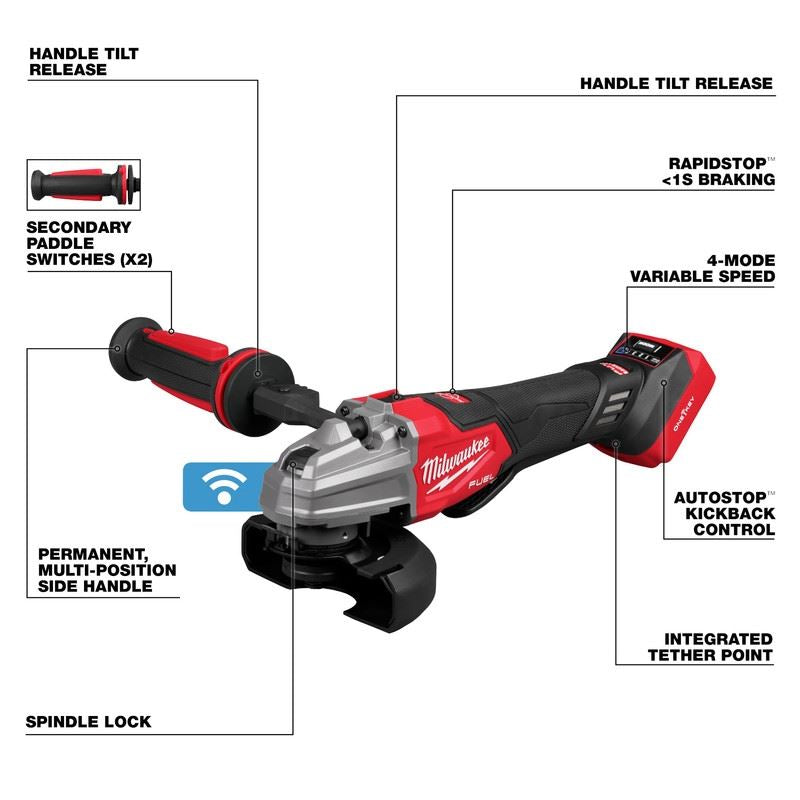 Milwaukee 2986-20 M18 FUEL 4-1/2 in / 5 in Dual-Trigger Braking Grinder