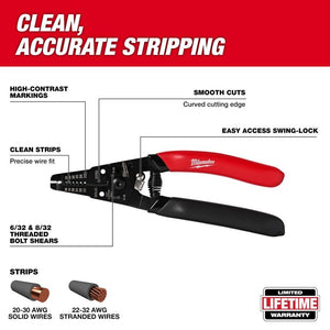 Milwaukee 48-22-3080 20-32 AWG Low Voltage Dipped Grip Wire Stripper and Cutter