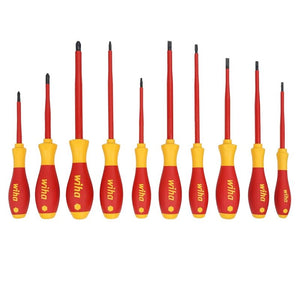 WIHA 32080 10 PIECE INSULATED SOFTFINISH CUSHION GRIP SCREWDRIVER TRAY SET