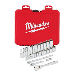 Milwaukee 48-22-9504 1/4in Drive 28pc Ratchet and Socket Set - Metric