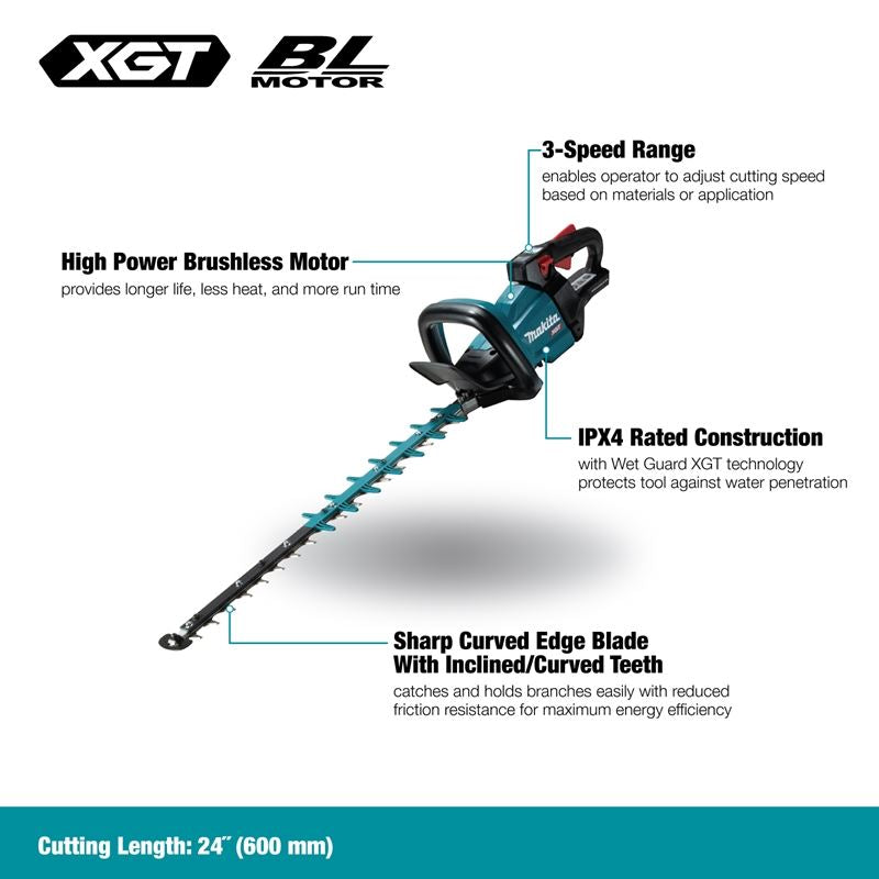 Makita UH004GZ 40Vmax XGT Brushless 24in Hedge Trimmer - Tool Only