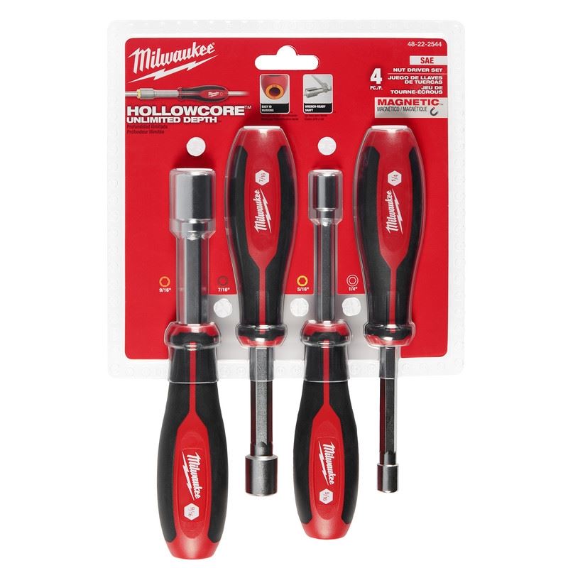 Milwaukee 48-22-2544 4pc Magnetic SAE HOLLOWCORE Nut Driver Set