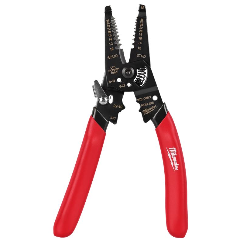 Milwaukee | 48-22-3052 10-28 AWG Multi-Purpose Dipped Grip Wire Stripper & Cutter w/ Reinforced Head