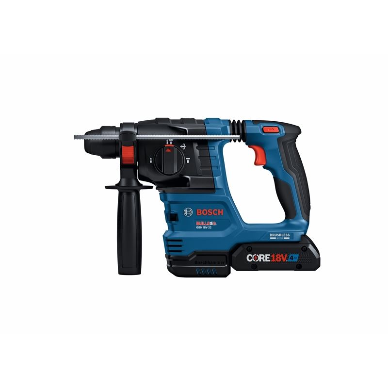 Bosch GBH18V-22K24 18V Brushless SDS-plus Bulldog 3/4 In. Rotary Hammer Kit with (2) CORE18V 4 Ah Advanced Power Batteries