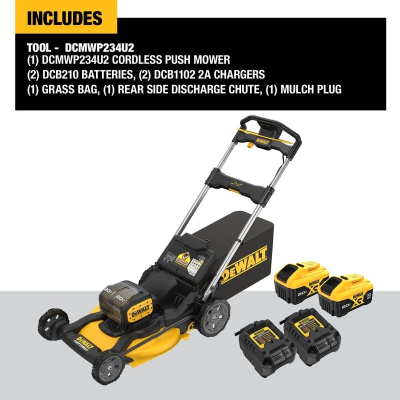 DEWALT DCMWP234U2-CA 20V MAX XR Cordless Push Mower Kit