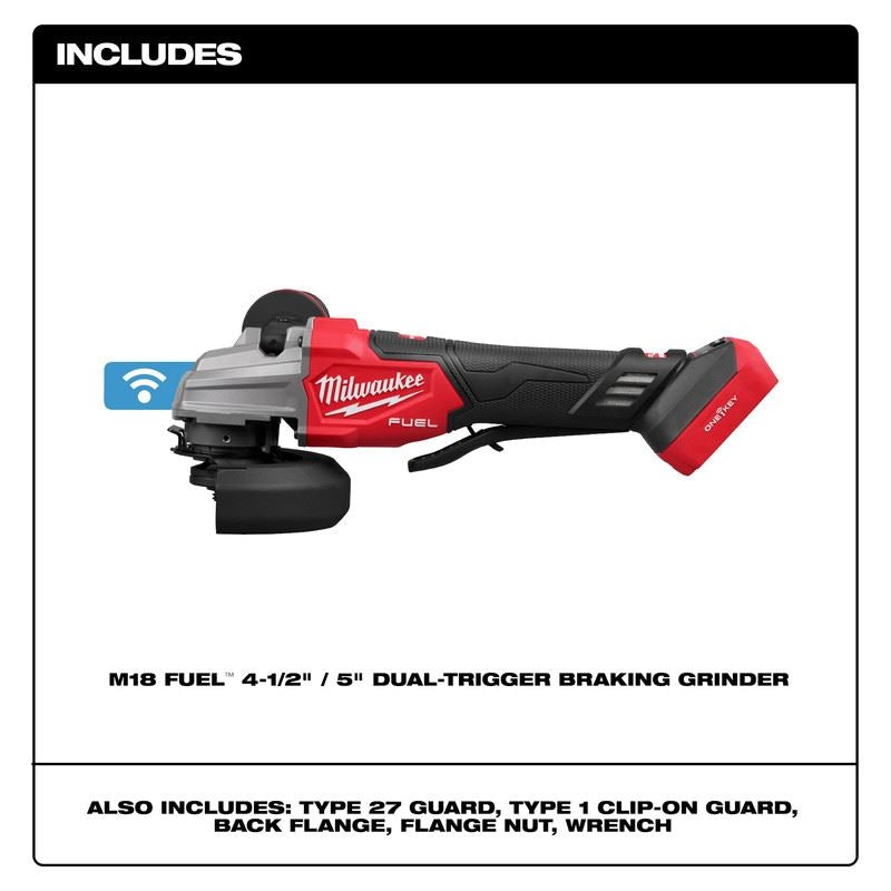 Milwaukee 2986-20 M18 FUEL 4-1/2 in / 5 in Dual-Trigger Braking Grinder