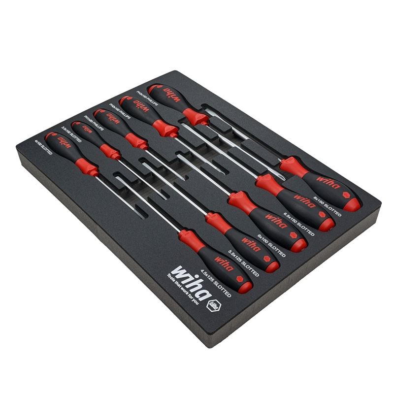 WIHA 30280 10 PIECE SOFTFINISH CUSHION GRIP SCREWDRIVER TRAY SET