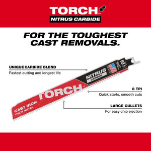 Milwaukee 48-00-5562 SAWZALL TORCH with NITRUS CARBIDE BLADES - 9in (5pk)