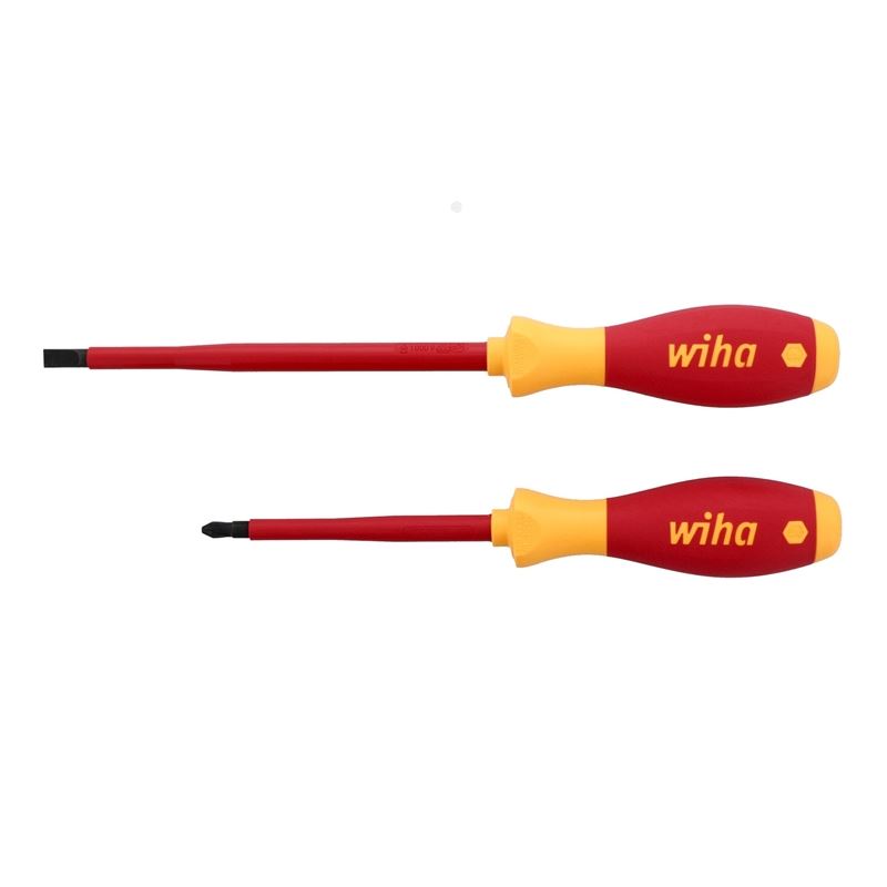 WIHA 33580 2 PIECE INSULATED SOFTFINISH SLOTTED AND PHILLIPS SCREWDRIVER SET